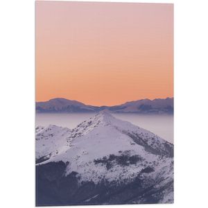 WallClassics - Vlag - Piek van een Berg met Sneeuw - 40x60 cm Foto op Polyester Vlag