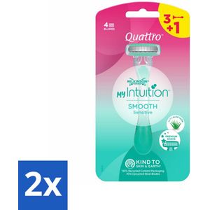2 x Wilkinson - Wegwerpscheermesjes - Quattro For Woman - Precies - 4 mesjes - Wegwerpscheermesjes - Scheermesjes Voor Vrouwen - Scheermesjes Quattro - Gladde Huid - Gevoelige Huid