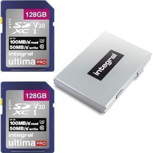 128 GB SD-kaart 2-pack - 4K Ultra-HD Video Premium High Speed Geheugenkaart tot 100 MB/s SDXC V50 UHS-I U3 Klasse 10
