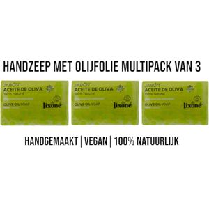 Lixoné | Jabón con Aceite de Oliva | Handzeep Met Olijfolie | Hydraterend - Vochtinbrengend en Reinigend | Vegan | Handgemaakt | 100% Natuurlijk | Uit Spanje | | 3 x 125g
