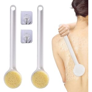 2-delige badborstels met lange steel - zachte en exfoliërende doucheborstels voor een frisse huid