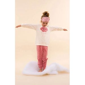 Charlie Choe velours meisjes pyjama - Warme winter kinder pyjama -off white - 92
