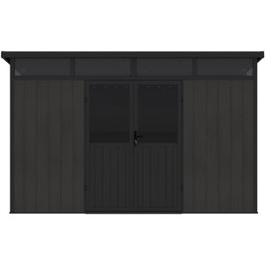 PRATO composiet tuinhuis B 347.4cm x D 212.4cm hellend dak aluminium RAL 9005 zwart