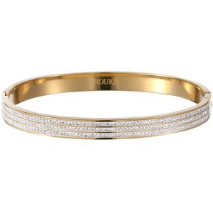 Nouka Dames Armband – Goud Gekleurde Bangle met Strass Steentjes - Stainless Steel – Cadeau voor Vrouwen
