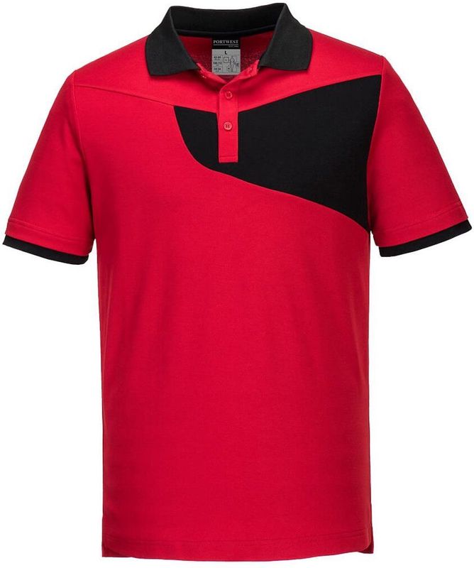 Portwest PW2 Hi Vis polo K/M PW210 - Rood/Zwart - L