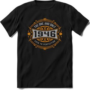 1946 The One And Only T-Shirt | Goud - Zilver | Grappig Verjaardag  En  Feest Cadeau | Dames - Heren | - Zwart - L