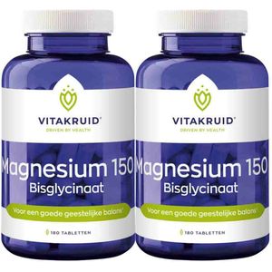 2x Vitakruid Magnesium 150 Bisglycinaat 180 tabletten