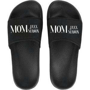 Cadeau Mama gepersonaliseerd cadeau voor onder de kerstboom - Slippers dames - met kindernaam of namen - Persoonlijke slippers met naam of namen kind - Slippers Mama - Zwart - Dames - Maat 35/36