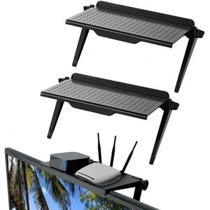 TVs Screen Top Storage Shelfs 2 stuks - Adjustable Monitors Storage Rack - Computer Desktop Display Stand - TVs Routers Storage Rack - Zwart,Small Size