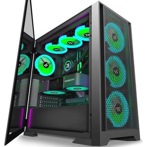 KEDIERS PC-behuizing met 7 PWM ARGB ventilatoren - E-ATX Tower van gehard glas, zwart