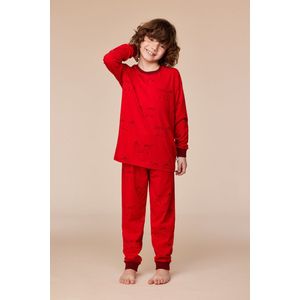 Woody Jongens-Heren pyjama rode ponyprint - maat 080/12M