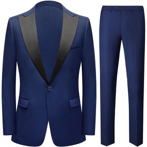 Allthemen Heren Effen Pak met Enkelsnoer - Middenachter split - M