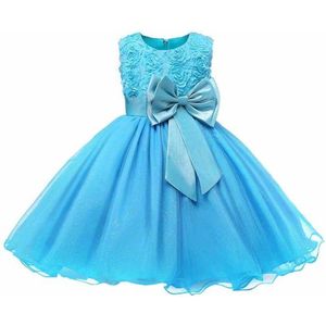 Avondjurk met Strik en Bloemen - Turkoois (130)