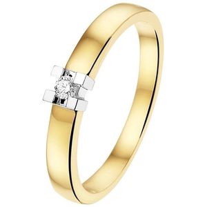 The Jewelry Collection Ring - Diamant 0.05 Ct. - Maat 55 - Bicolor Goud (14 Krt.)