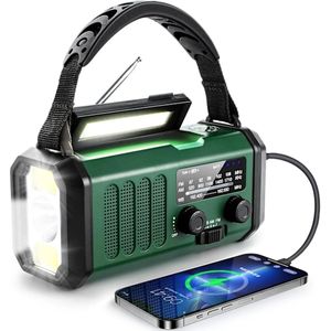 Noodradio - 10000mAh-batterij - NOAA/AM/FM-weerradio - LED-zaklamp en leeslamp - SOS-waarschuwing - Groen
