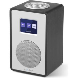 DAB/DAB+ en FM Digitale Radio met Bluetooth Luidspreker en Dubbele Wekker - Zwart Houtlook