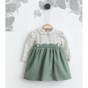 baby jurk - Meisjes kleding - groen/mix van kleur - Maat 68 - bloemen