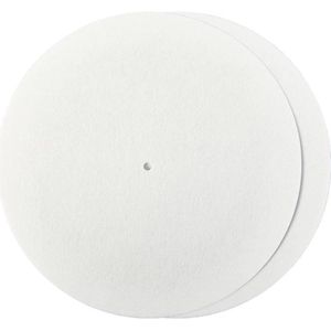 EGoods - 2 Stuks Witte Platenspeler Mat 11.6 Inch - Anti Slip - Statische Beschermende Wol - Vinyl Draaitafel Mat - Geluidsreductie - Akoestische Reiniger