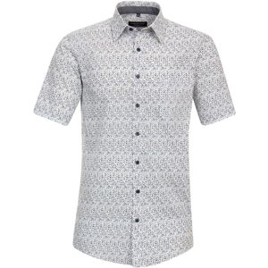 CASA MODA - Sport Comfort Fit - Overhemd - Korte Mouw - Blauw Dessin - Strijkvriendelijk