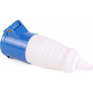 Benson 3-polige CEE koppeling - 16A - spatwaterdicht - blauw - 132 mm