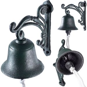 KADAX - Deurbel - Groen - Gietijzer - Wandgemonteerde Tuinbel in Rustieke Stijl