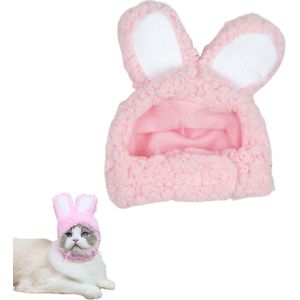 Pasen huisdierkostuumaccessoires - Schattige konijnenhoed met oren voor katten en kleine honden (roze)