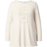 MIAMODA - Dames - Trui A-lijn glittersteentjes lange mouwen - Vanille - Maat 42