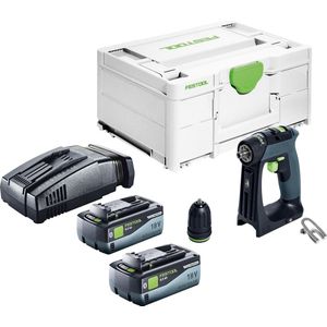 Festool CXS 18-Basic accuschroefboormachine 18 V 40 Nm borstelloos + 2x accu 8.0 Ah + snellader + systainer