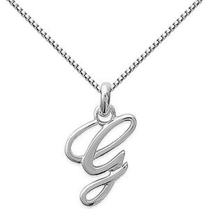 Amanto Ketting Letter G - 925 Zilver Gerhod. - Alfabet - 12x18mm - 50cm