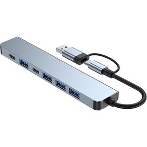 2-in-1 USB-C / USB-hub 7 poorten USB3.0 voor Windows MacOS