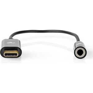 Nedis USB-C Adapter - USB 3.2 Gen 1 - USB-C Male - 3,5 mm Female - 0.15 m - Rond - Vernikkeld - PVC - Zwart - Doos