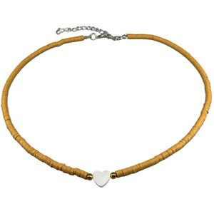 Tila kralen ketting - Handgemaakt - Polymeer - Wit/Beige/parelmoer - Dames - Lieve Jewels