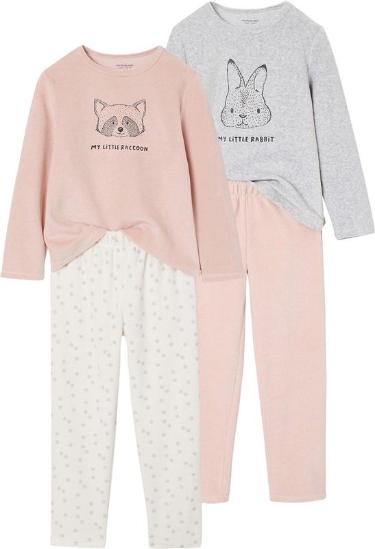 Vertbaudet - Set van 2 - Pyjama's - Fluweel - Dierenprint