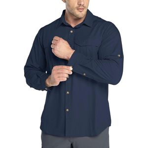 Heren vrijetijdshemd met lange mouwen | Ademend, sneldrogend en functioneel | Perfect voor lente en zomer | UV-bescherming en sportshirt