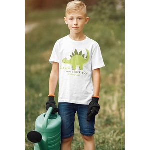 Kinder T-shirt Wit Rawr Means I Love You, maat 1-2 jaar