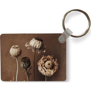 Sleutelhanger - Bloemen - Planten - Droogbloemen - Bruin - Uitdeelcadeautjes - Plastic