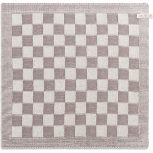 Knit Factory Gebreide Keukendoek - Keukenhanddoek Block - Geblokt motief - Handdoek - Vaatdoek - Keuken doek - Ecru/Taupe - Traditionele look - 50x50 cm