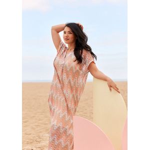 LolaLiza Kaftan jurk met zigzagprint - Taupe - Maat S/M