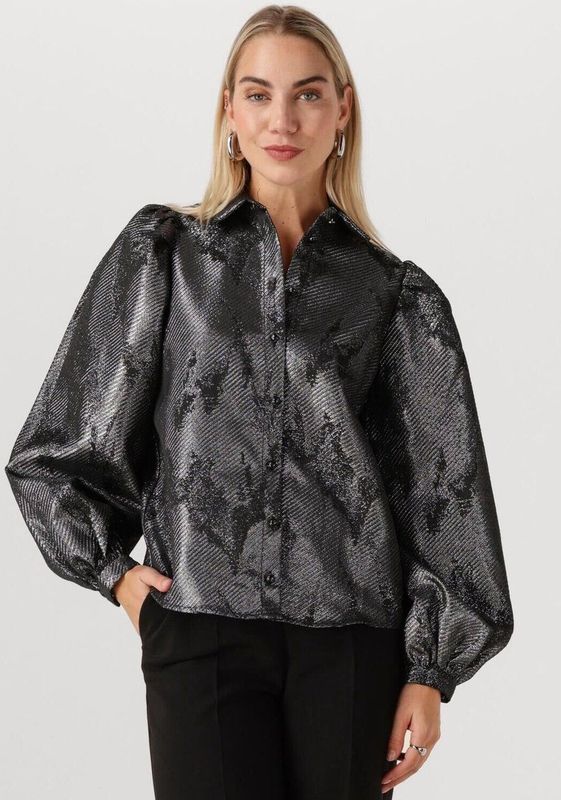 NUKUS Lettie Blouse Metallic Dames - Jurken - Zwart - Maat XS