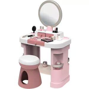 GOPLUS Make-uptafel voor kinderen, prinsessen-kaptafel met spiegel, afneembare plaat, kindermake-uptafel met lade en kruk, make-uptafel voor meisjes (blauwe sneeuwvlokken