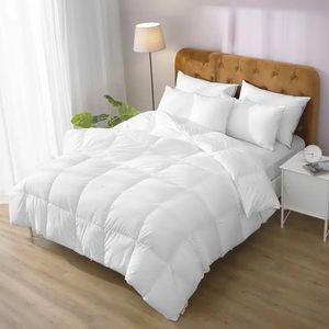 Luxe Ganzendons Dekbed – Superzachte Katoenen Hoes – Zilverkleurig met Manchetten – Ademend & Machinewasbaar – Alle Seizoenen – Hotelkwaliteit