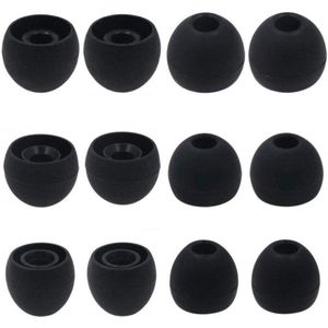 Vervangende Oordopjes Siliconen Buds voor In-Ear Hoofdtelefoon - 12 Stuks - Zwart - S, M, L - Passend voor Binnengat 3,8 mm