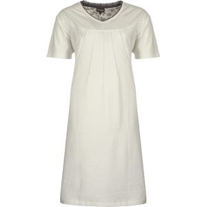 Medaillon Dames Nachthemd - 100% Gekamde Katoen - Wit - Maat M