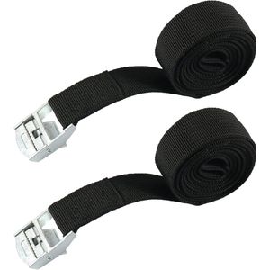 Verstelbare Lashing Straps met Klem Sluiting, Korte Lashing Strap, Zwart voor Motor en Fietsdrager, Robuuste Lashing Strap 25 mm x 4 m