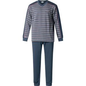 Gentlemen heren pyjama licht geruwd - maat XXL - V-hals - Fijnstreep marine/rood
