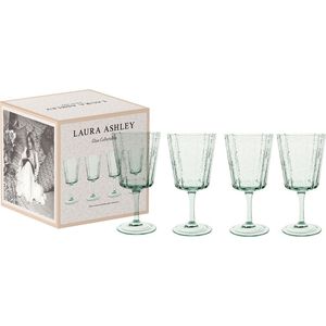 Laura Ashley Wijnglazen set van 4 - Rode wijn en Witte Wijn - Groen 36 cl. - Mondgeblazen - Giftset