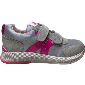 Naturino mt 26 velcro's lederen sportieve sneakers Arik grijs fuxia