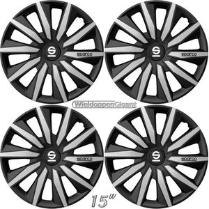 Wieldoppen MILANO-BKSV 15 inch zwart/zilver. Set a 4 stuks (CONTROLEER UW BANDENMAAT en lees a.u.b. de onderstaande, uitgebreide tekst!)