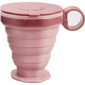 1 reisbeker met deksel-opvouwbare siliconen bekers-opvouwbare reisbekers met plastic deksels-herbruikbare draagbare bekerset geschikt voor kamperen en wandelen（roze）