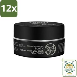 Red One Aqua Hair Gel Wax Black 150 ml - Voordeelverpakking - 12 stuks - Haargel - Sterke fixatie